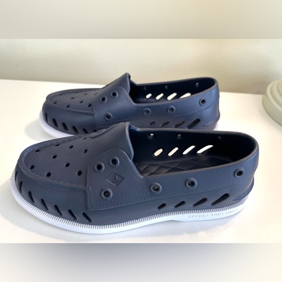 New SPERRY Top Sider Float Shoes Boating Navy Blue White Slip-Ons Nautical NWT - Picture 8 of 13